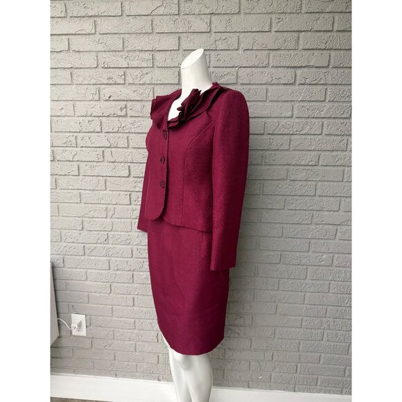 Kasper Women Burgundy 2Piece Career Skirt Suit Size 4P - Picture 4 of 11
